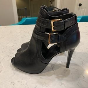 Michael Kors black ankle booties with open toe